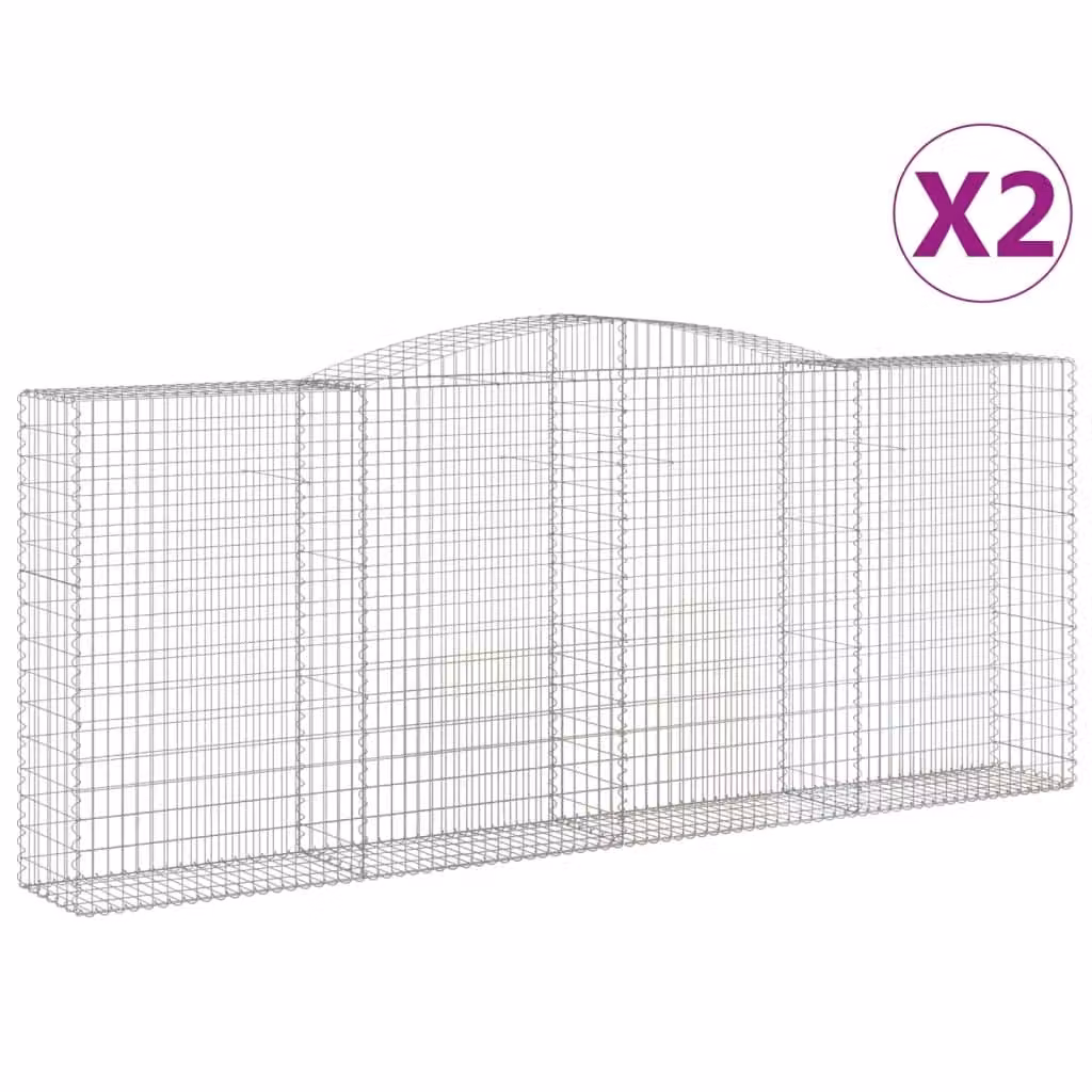 Cesti Gabbioni ad Arco 2 pz 400x50x160/180 cm Ferro Zincato