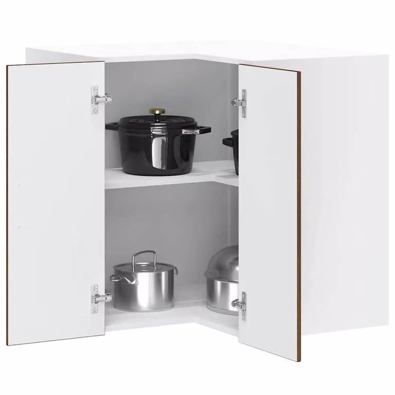 Pensile da cucina ad angolo moderno vidaXL in MDF e composito, bianco e marrone, H: 57 cm, L: 60 cm, P: 57 cm