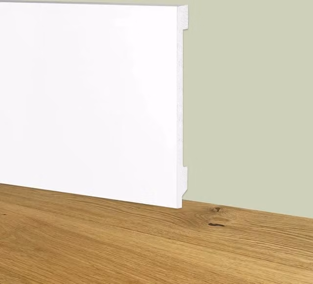 Battiscopa Zoccolino Passacavo ETERNAL PARQUET Bianco in Polimeri con design squadrato L: 15 cm, H: 1,5 cm, L: 200 cm