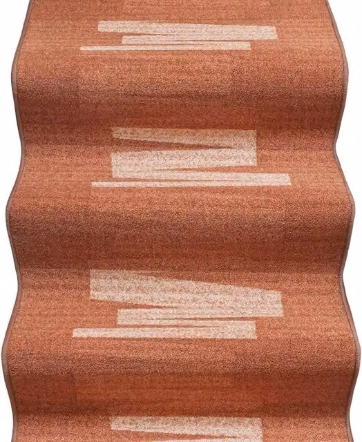 Passatoia EMMEVI Arancione con motivo Zig Zag, lavabile e antiscivolo, ideale per corridoio, cucina o scale, L: 67 cm x P: 850 cm