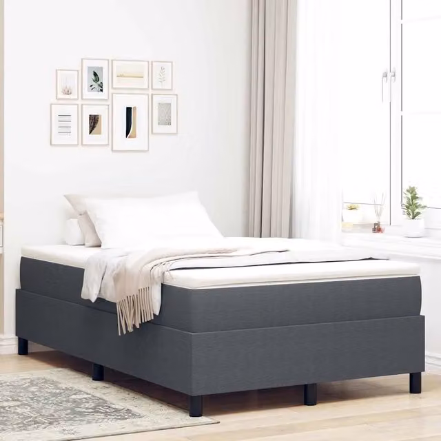 Letto a molle vidaXL in tessuto Grigio e Bianco L/P/H: 120 x 200 x 39,81 cm – 1