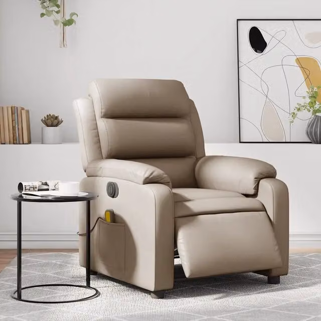 Divano Sedia-Poltrona Reclinabile Massaggio Elettrica Cappuccino Similpelle 300420