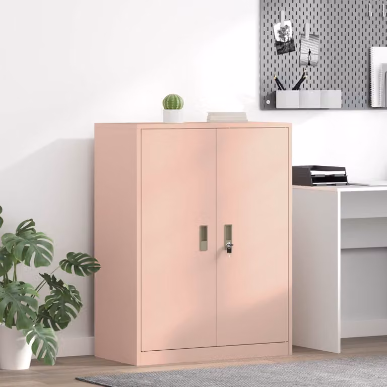 Armadio in metallo vidaXL con ante a battente rosa opaco L: 80 cm, P: 40 cm, H: 105 cm