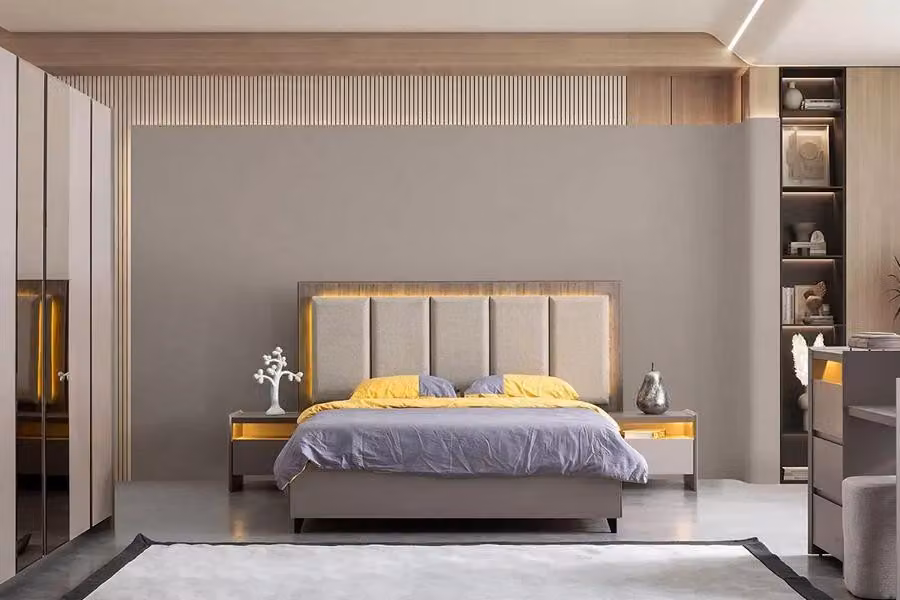 Schlafzimmer Komfortbett Luxusbett Bett Moderne Betten Set Nachttische 3tlg