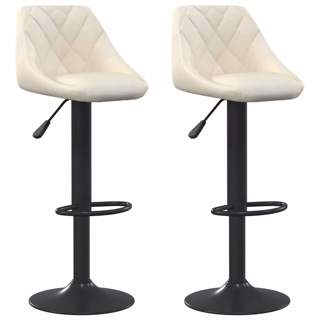 Set di 2 sedie da bar girevoli 360 gradi vidaXL in velluto beige con struttura in metallo opaco – 2