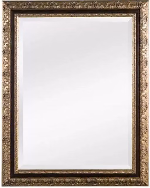 Specchiera in foglia oro con particolari noce rettangolare misure:76 x 96 x 3,5 - Mobili 2G