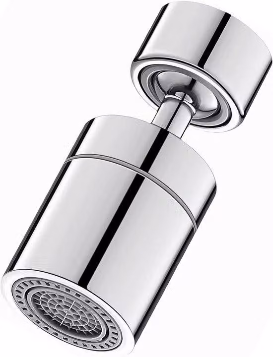 Raccordo per rubinetto a 360 gradi color argento - Interfaccia universale - Aeratore per rubinetto - 2 funzioni di getto - Risparmio idrico - Cucina - Bagno