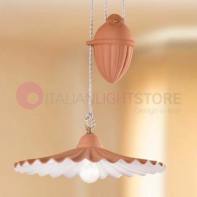 CORTONA Lampadario Saliscendi Ceramica Terracotta Rustico Country
