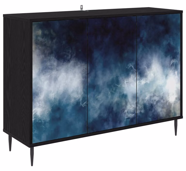 Mobile contenitore RAALTE, finitura effetto legno di quercia nera, dimensioni 102 x 33 x 76 cm