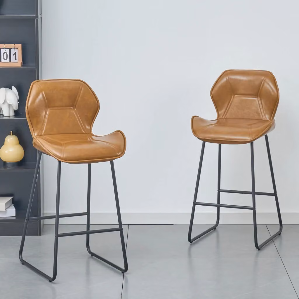 Set di 2 sgabelli da bar REDOM in similpelle con schienale, design moderno per cucina e sala da pranzo, L/P/H: 42 x 42 x 66 cm – 2