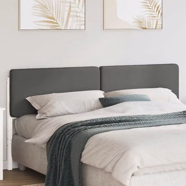 Testiera imbottita con cuscini vidaXL in pino massello, bianco e grigio chiaro, L: 205,5 cm