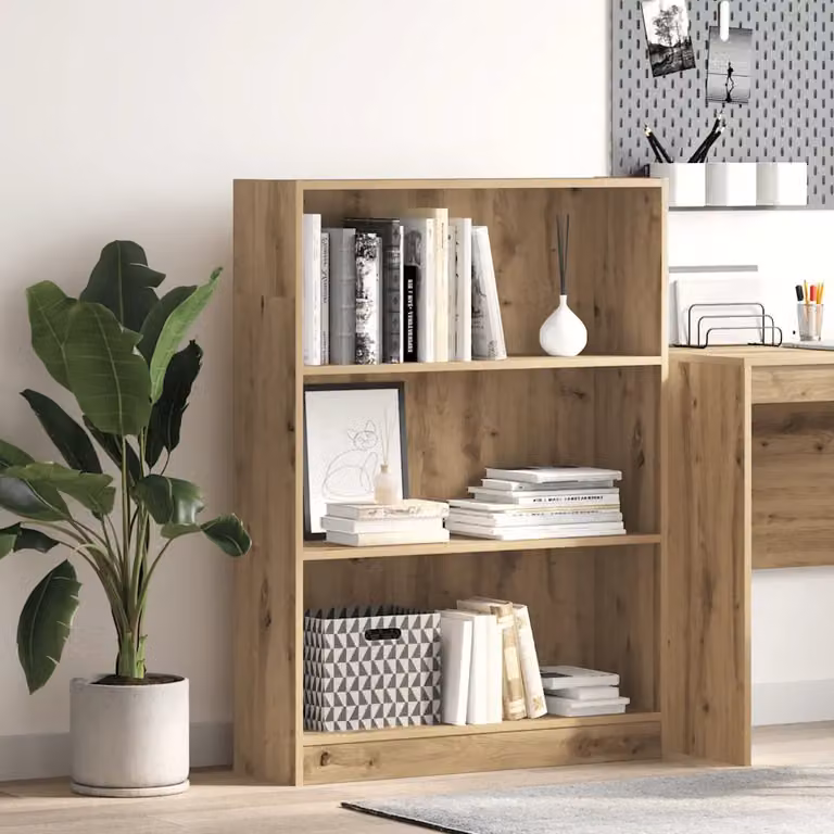 Libreria moderna da parete vidaXL in legno marrone con pannello posteriore L: 80 cm, P: 24 cm, H: 109 cm