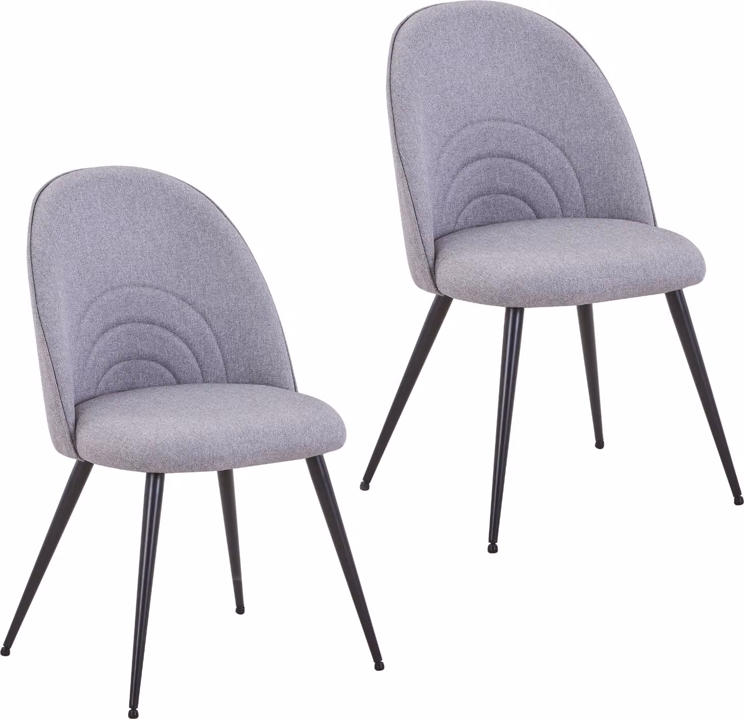 SVITA ANITA Set da 2 sedie da pranzo imbottite con rivestimento in tessuto e gambe in metallo, grigio