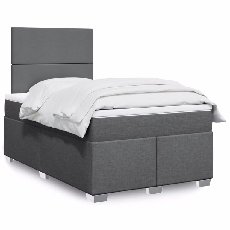 Giroletto a molle con materasso vidaXL in tessuto grigio e bianco, L/P/H: 120 x 200 cm