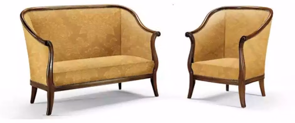 Sofa Couch Polster Klassischer 2 Sitzer Sessel Gelb Italienische Stil
