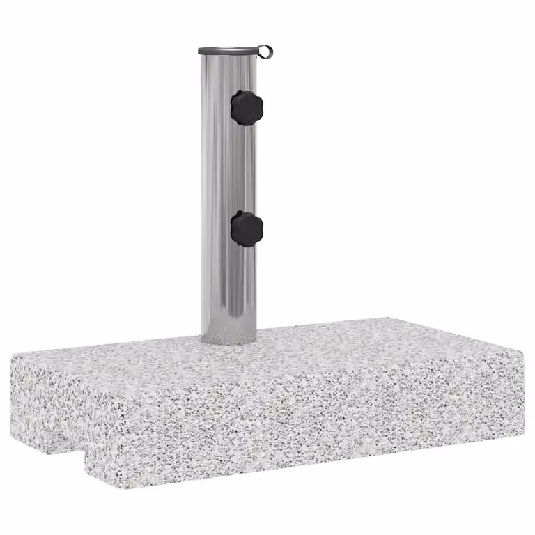 Base per parasole rettangolare in granito grigio vidaXL con acciaio inossidabile, 25 kg