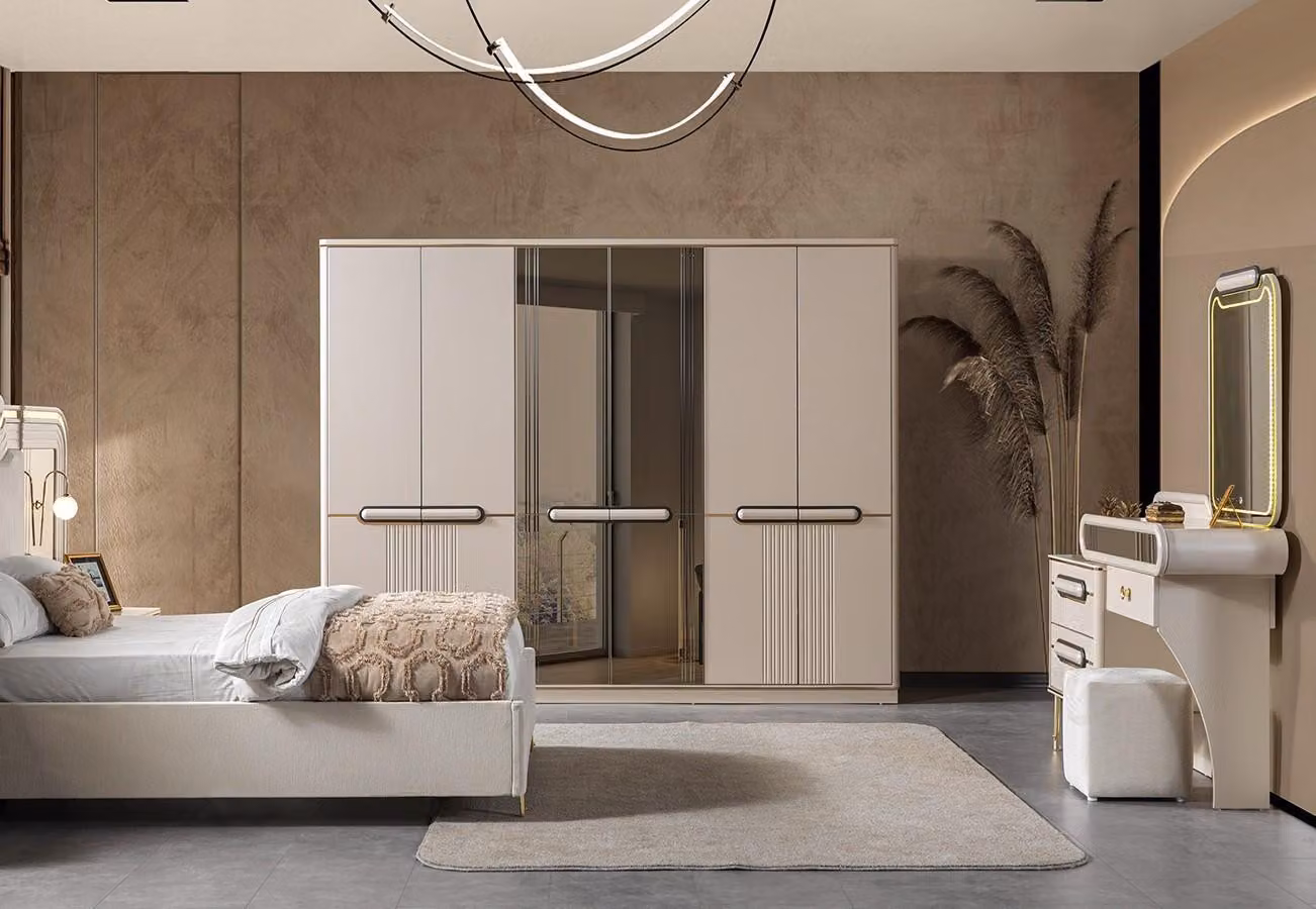 Armadio, cassettiera, camera da letto, stile moderno, colore bianco, nuovo, pratico