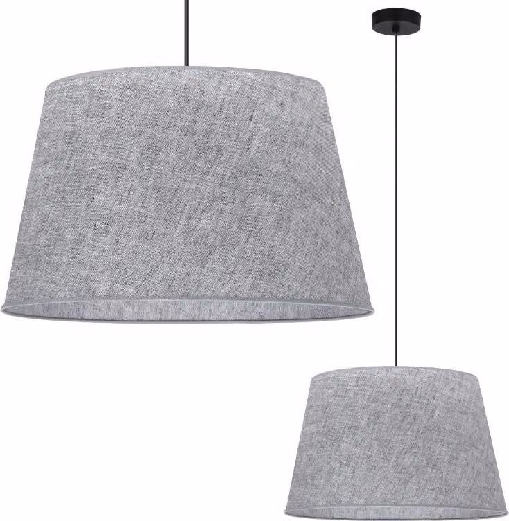 Lampada a sospensione Len cono nero 1 luce paralume grigio L03 44cm