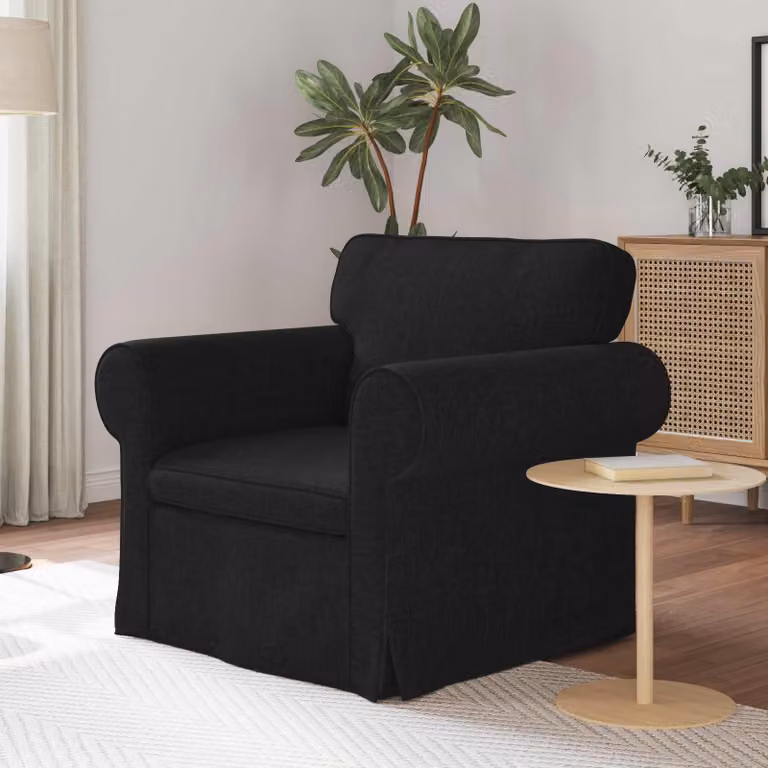 vidaXL Divano Moderno Nero in Tessuto con Struttura in Metallo L: 215 cm, P: 82 cm, H: 80 cm