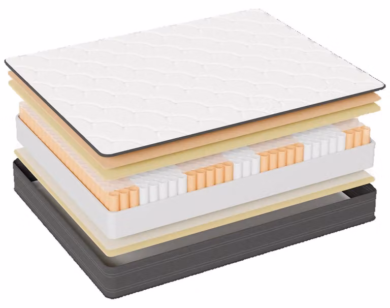 Materasso a molle insacchettate - Materasso a 7 zone - 90x200 cm - Altezza 22 cm - Grado di rigidità H4 (rigido) - Imbottitura in schiuma confortevole - Colore grigio scuro