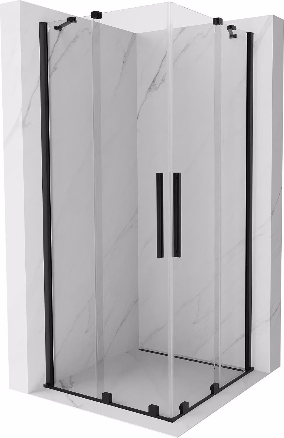 Mexen Velar Duo cabina doccia scorrevole 80 x 80 cm, trasparente, nera - 871-080-080-02-70