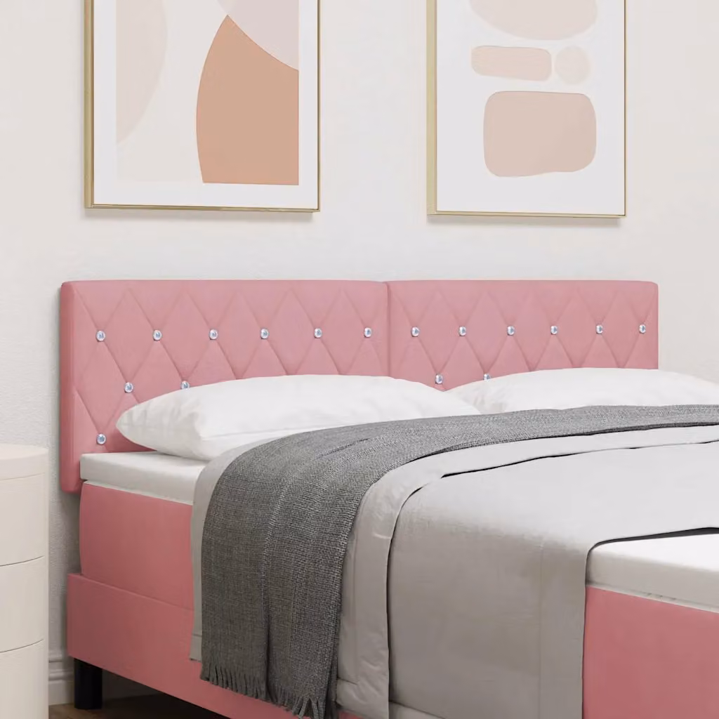 Testiera per letto vidaXL in velluto rosa, larghezza: 144 cm