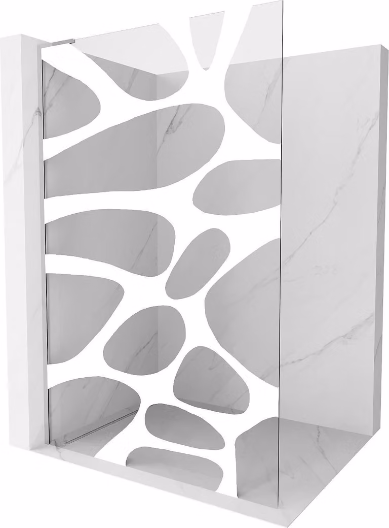 Mexen Kioto L parete doccia Walk-in 120 x 200 cm, onda bianca, cromo - 800-120-103-01-97