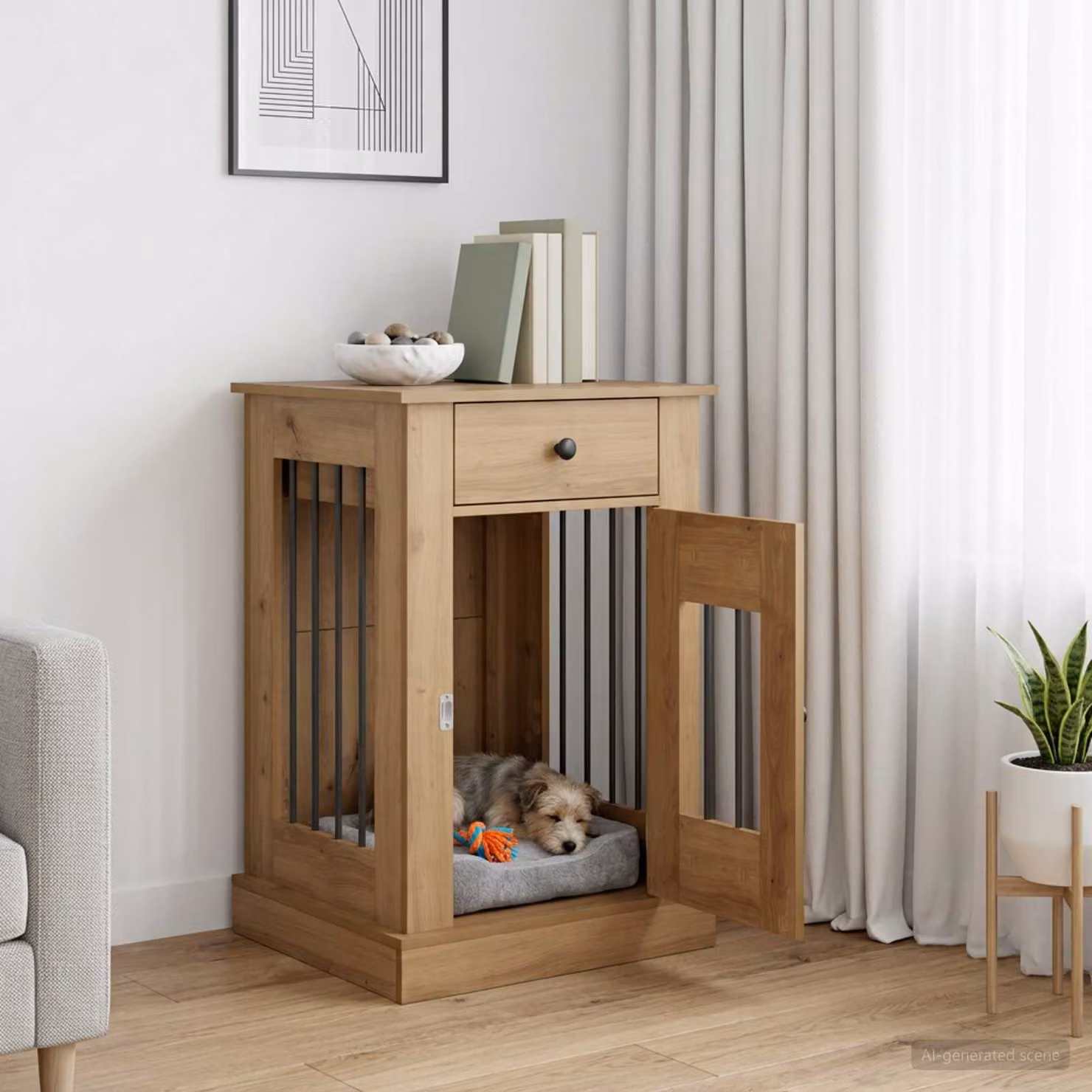 Mobile da cassa per cani vidaXL in legno color rovere, L 50 cm x P 47,5 cm x H 80 cm