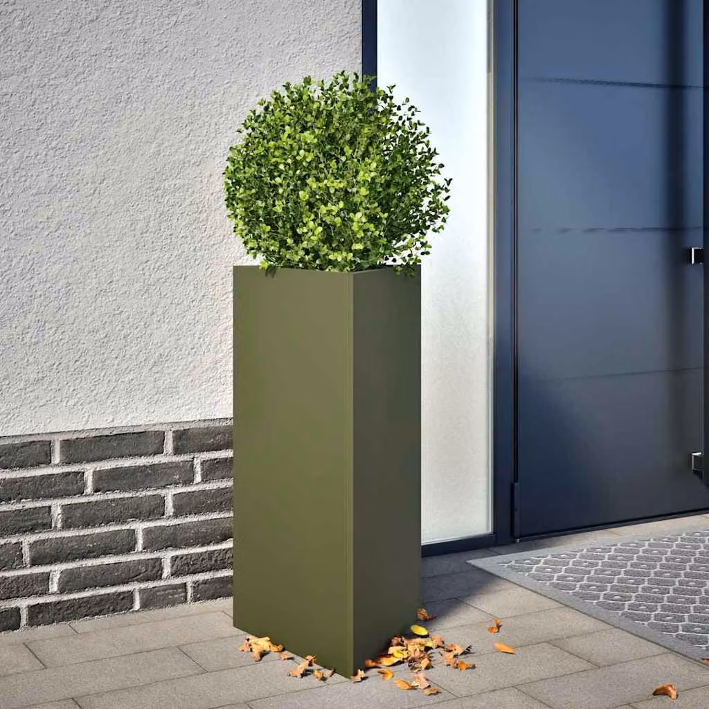 Fioriera triangolare vidaXL in acciaio verde, L: 40 cm, P: 34,5 cm, H: 75 cm