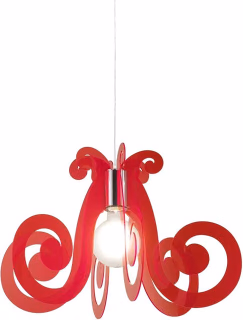 Lampada a sospensione moderna Space Collection Polilux Linea Zero colore rosso fluorescente con attacco E27, diametro: 64 cm – 1