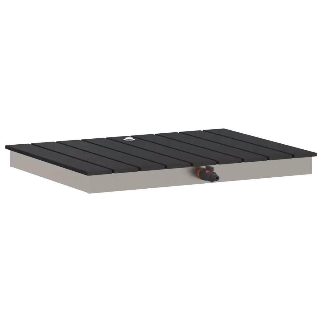 Doccia da giardino a pavimento Videx in WPC e acciaio inossidabile 201, colore grigio antracite – 2