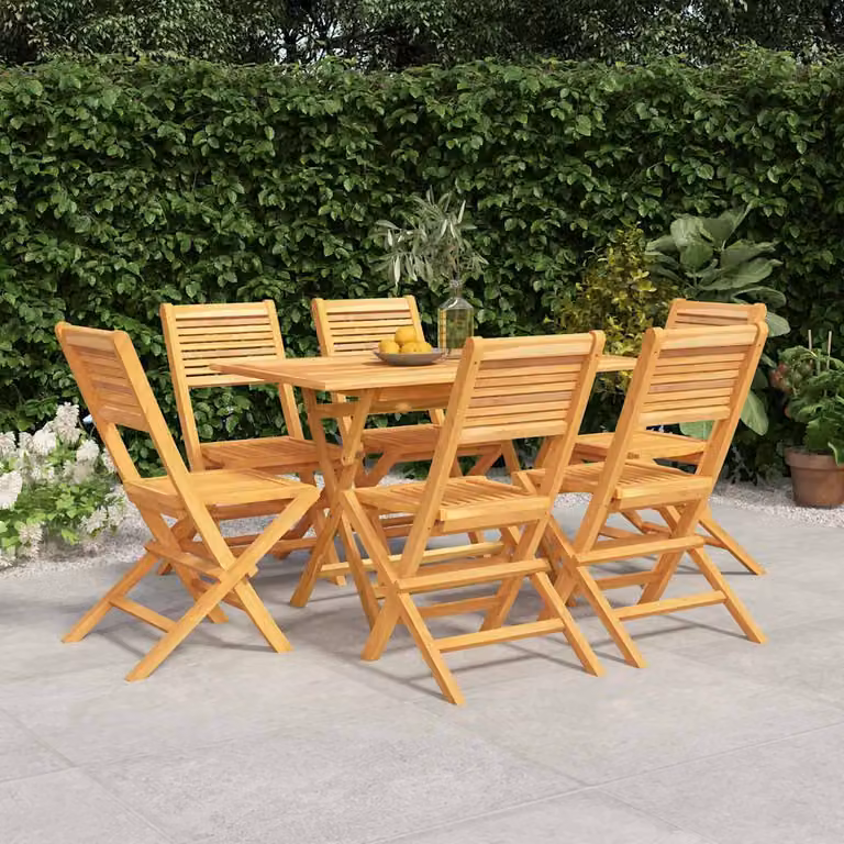Set da pranzo da giardino vidaXL in legno di teak marrone, 7 pezzi