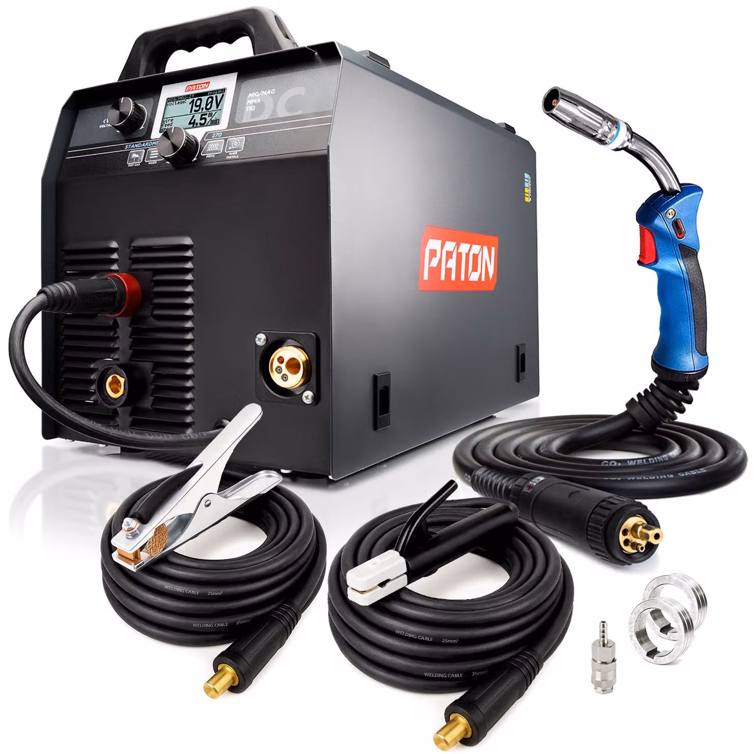 PATON StandardMIG-270-400V - Saldatrice digitale 3 in 1: MIG MAG, MMA, TIG LIFT, saldatrice, saldatrice a filo animato senza gas, alimentatore di filo Schw