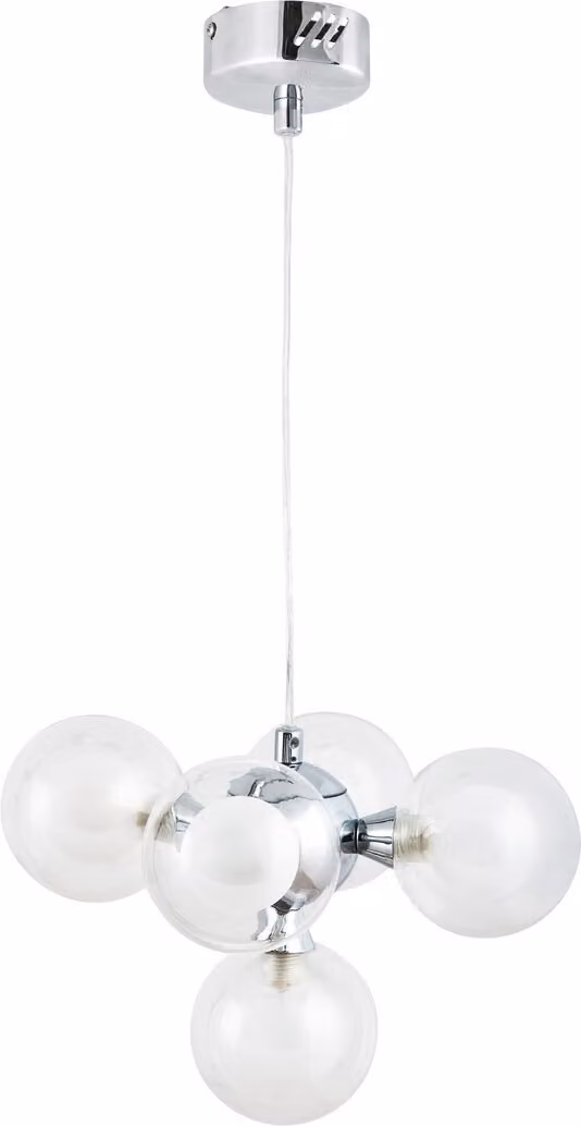Rabalux 2623 Lampada a sospensione a 5 faretti Briella, G9, 28 W, 2700 K, 370 lm, bianco-argento, rotonda, luce bianca calda, stile moderno, ø 315 mm