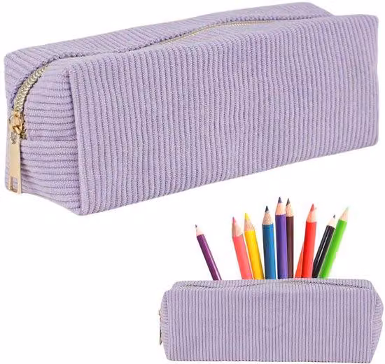 Organizer in velluto a coste per l'ufficio, la scuola e i prodotti di bellezza, in colori neutri, organizer, per ragazzi