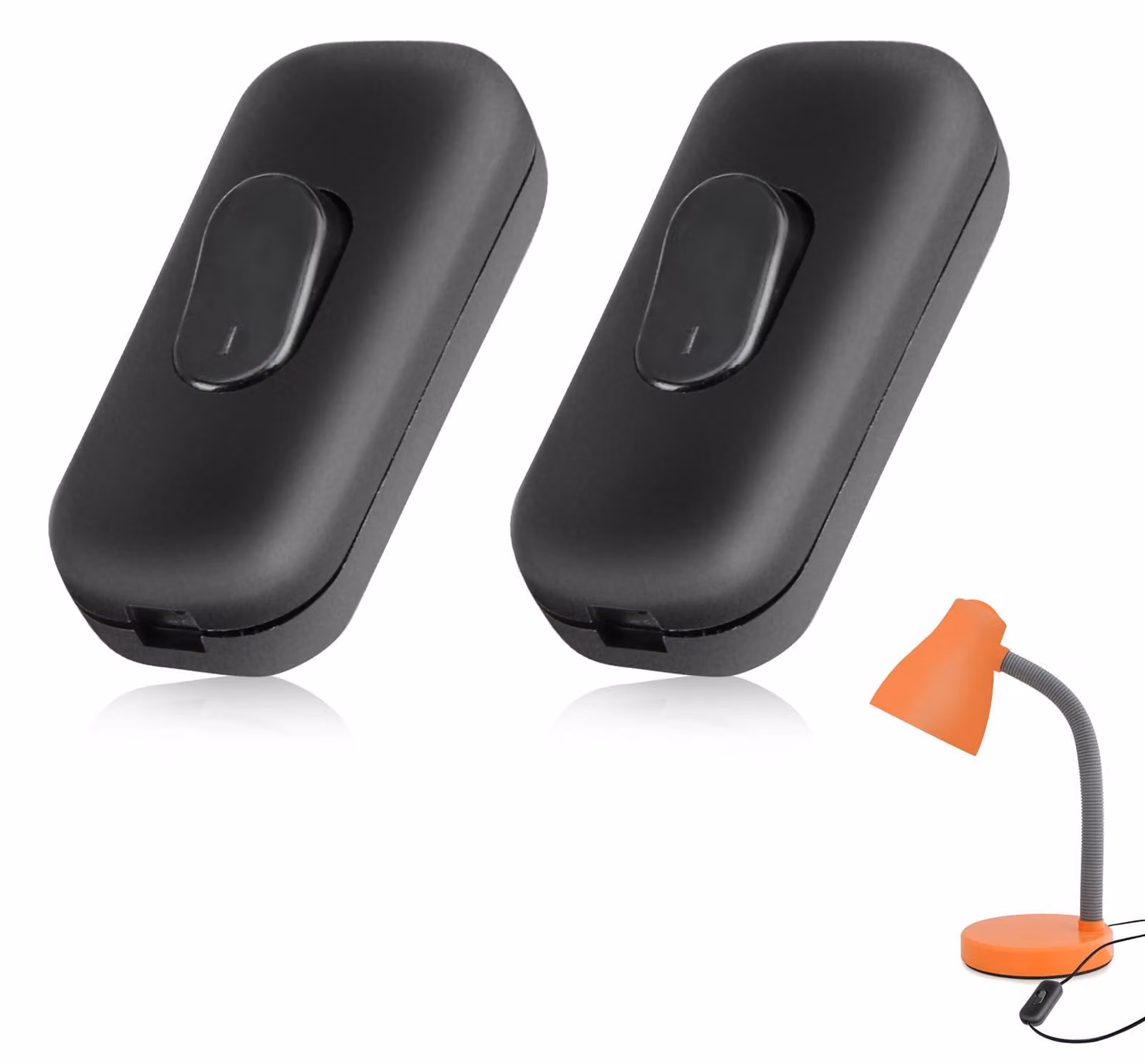 2 interruttori per lampade da comodino, 6A, 250V, colore nero