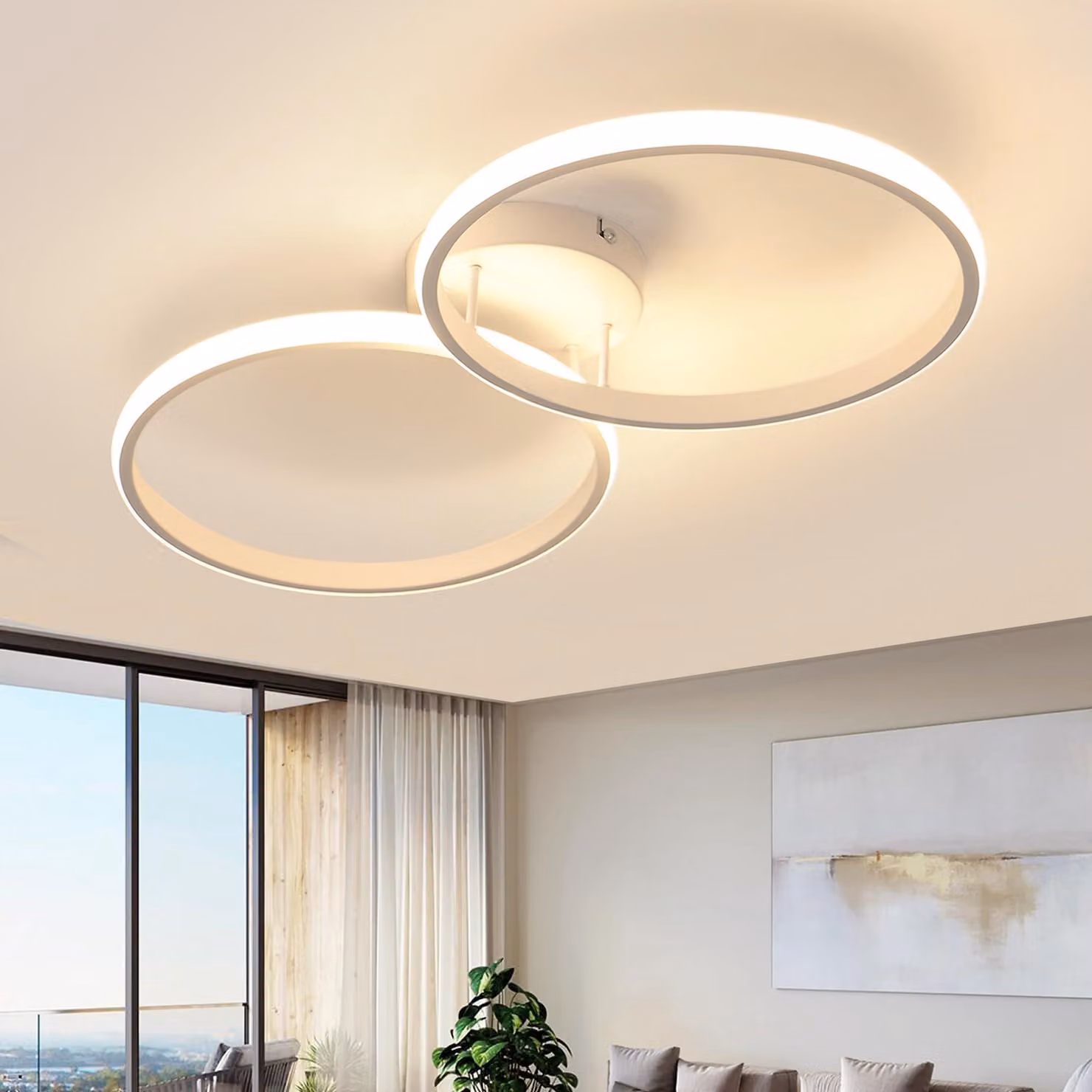 Lampada a soffitto LED Toolight, 42W, 4725 lumen, 3000K, bianca, diametro 54 cm, ideale per la cucina