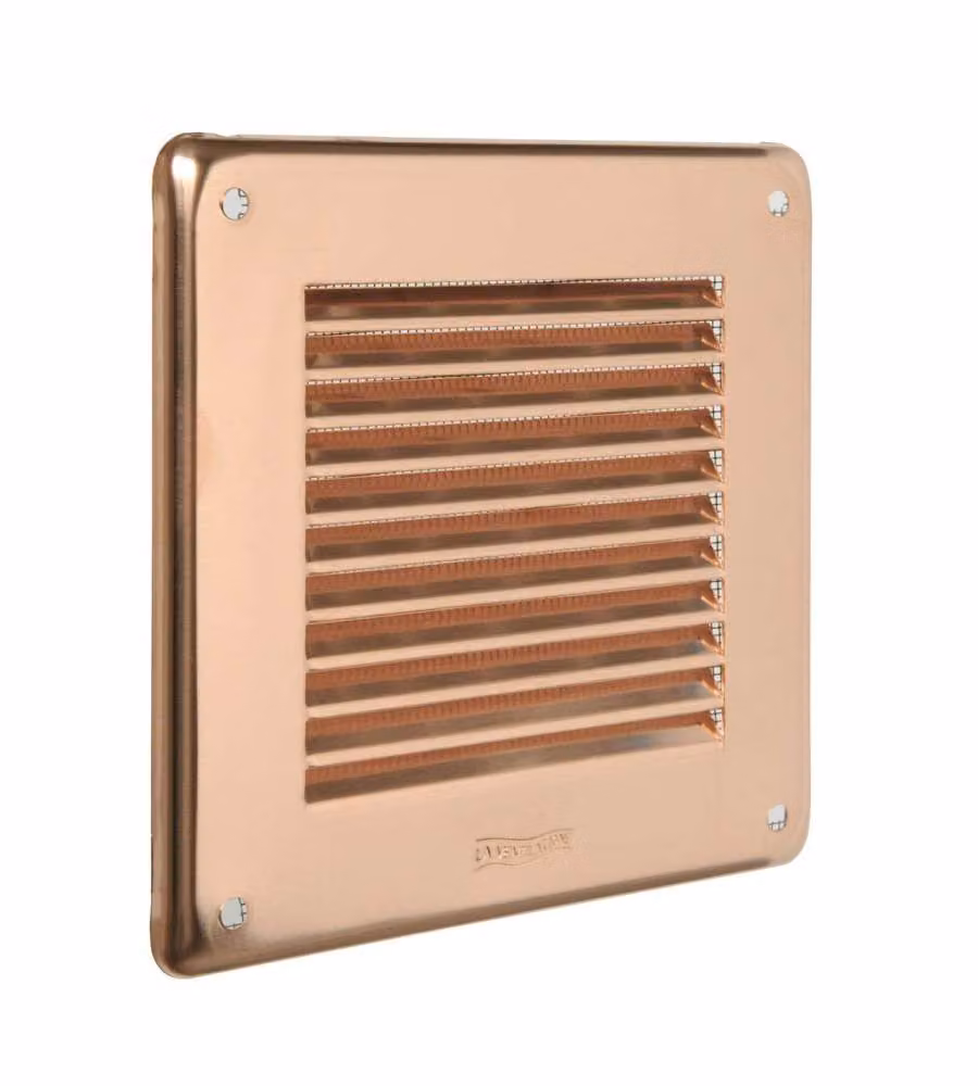Griglia di Ventilazione in Rame 140x140 mm - Con Rete Antinsetti