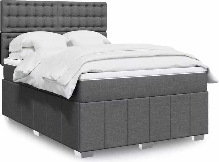 Maison Exclusive - Giroletto a Molle con Materasso Grigio Scuro 140x200cm Tessuto