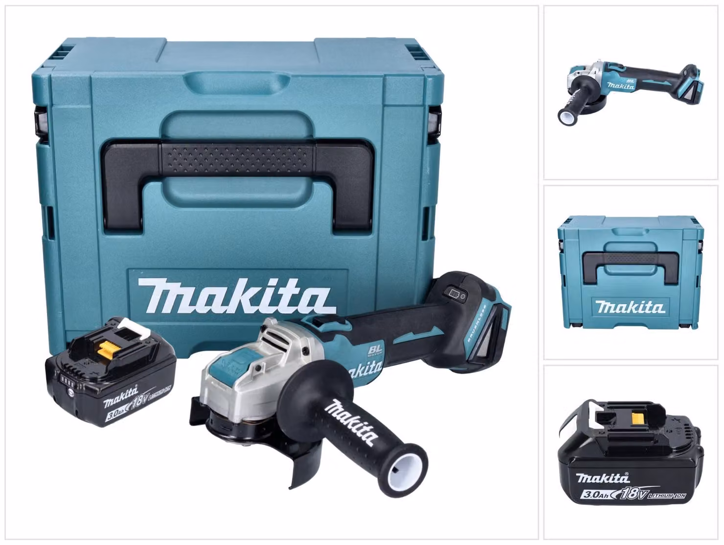 Makita DGA 521 F1X1J Smerigliatrice angolare a batteria 18 V 125 mm X-LOCK Brushless + 1x batteria ricaricabile 3,0 Ah + Makpac - senza caricabatterie