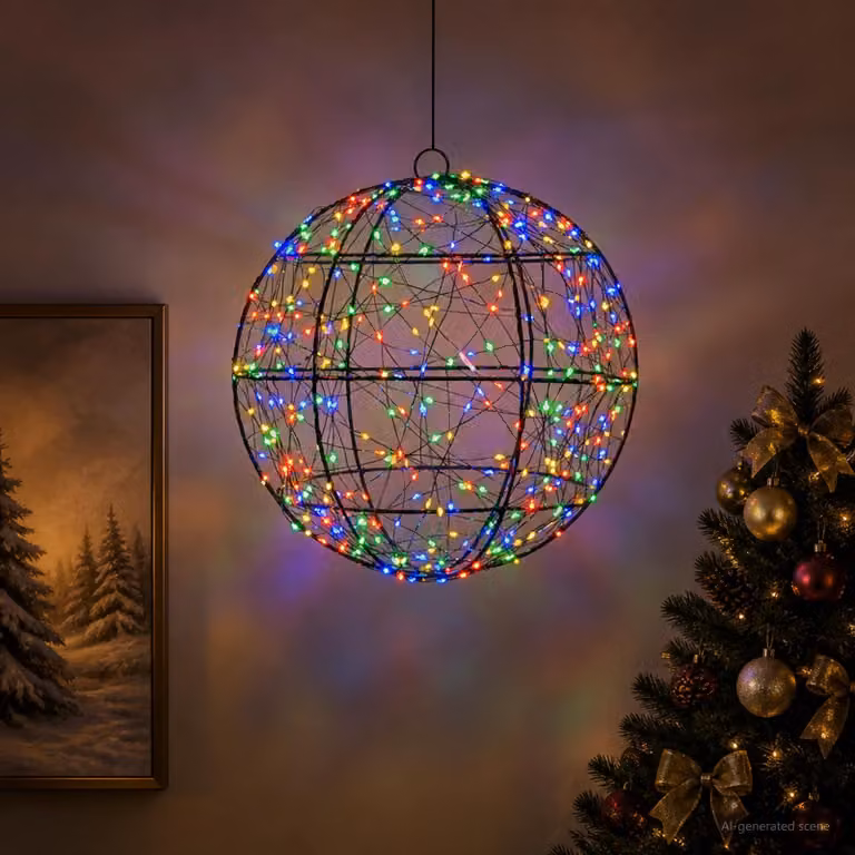 vidaXL Luce a punta di Natale 300 LED Multicolore Diametro 30 x 32 cm