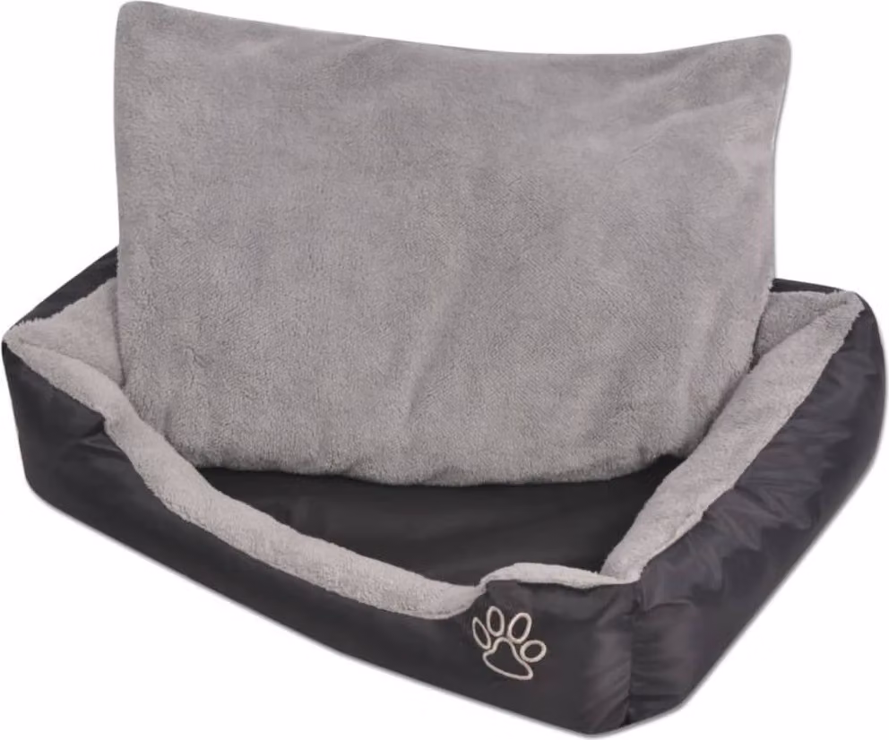 The Living Store Lettino per cani con cuscino imbottito taglia XXL Nero