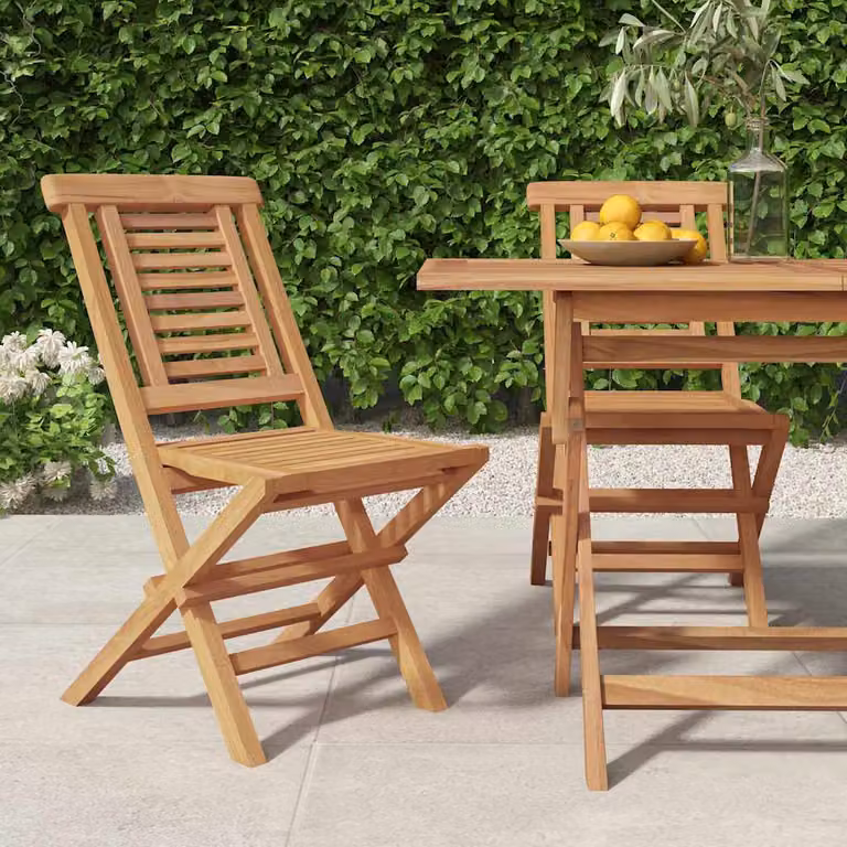 Set di 2 sedie pieghevoli vidaXL in legno di teak marrone per giardino, L/P/H: 47 x 63 x 90 cm