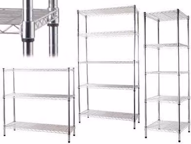 SCAFFALI MANHATTAN IN ACCIAIO CROMATO 5 PIANI 90x35xH180 CM SCAFFALATURE