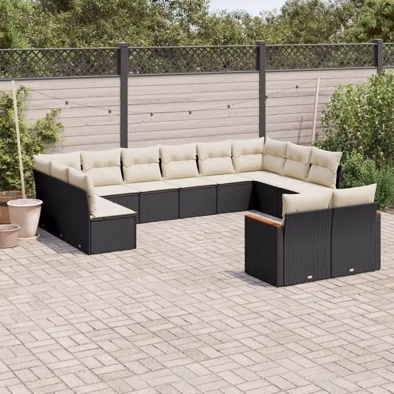 Maison Exclusive - Set Divani da Giardino 12 pz con Cuscini Nero in Polyrattan