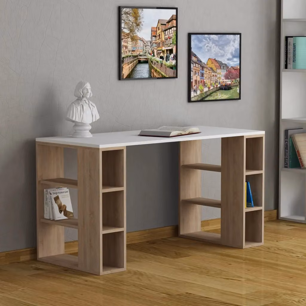 Scrivania moderna in legno Colmar Bianco L: 140 cm, P: 60 cm, H: 75 cm – 2