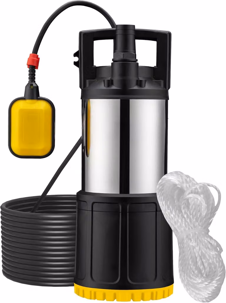 Pompa sommergibile con interruttore a galleggiante, 1200 W, pompa profonda ad alta capacità fino a 7 metri di profondità, pompa per acqua pulita con una portata massima di 40 metri, ideale per lo svuotamento