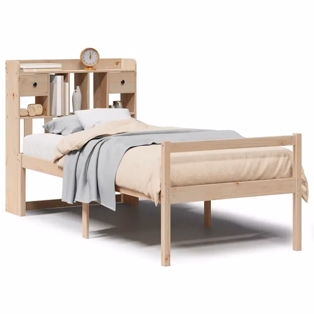 Giroletto con Libreria VIDAXL in Legno di Pino Naturale senza Materasso L: 75 cm, P: 190 cm, H: 110 cm – 2