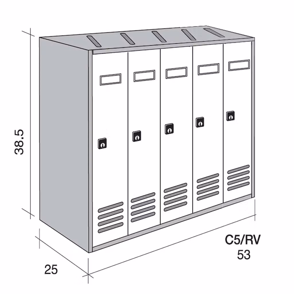 ALUBOX CUBO Cassette Postali Condominiali da 5 Posti in Lamiera Zincata, Colore Antracite, L/P/H: 38,5 x 53 x 25 cm – 2