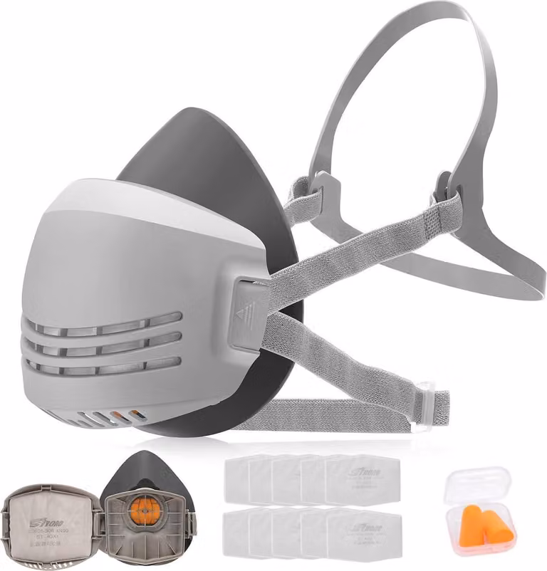 Respiratore professionale con doppio filtro per vernici, polveri e formaldeide